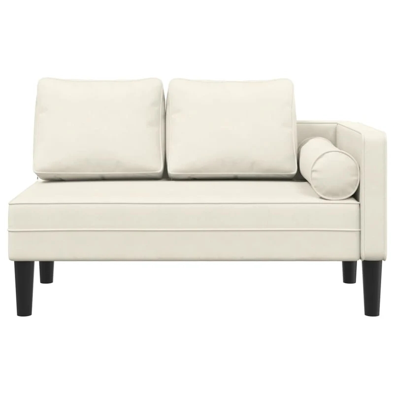 Méridienne chaise longue canapé pour intérieur avec coussins en velours crème DEC026070