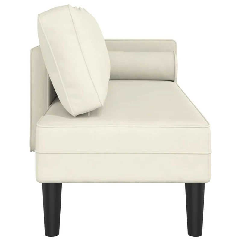 Méridienne chaise longue canapé pour intérieur avec coussins en velours crème DEC026070