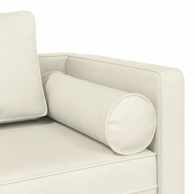 Méridienne chaise longue canapé pour intérieur avec coussins en velours crème DEC026070