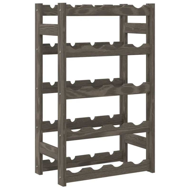 Casier range bouteilles étagère de rangement vin pour 20 bouteilles 5 niveaux en pin gris DEC024302