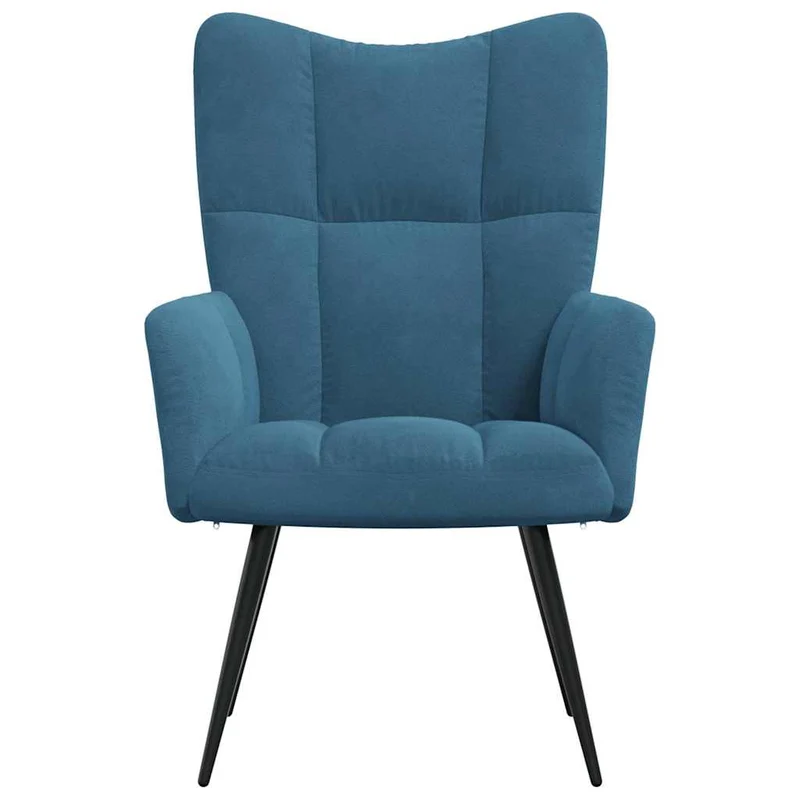Fauteuil lounge chaise de canapé design moderne en velours bleu cadre en acier DEC026646