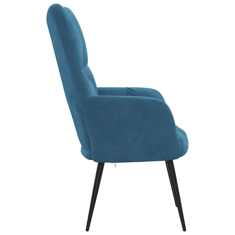 Fauteuil lounge chaise de canapé design moderne en velours bleu cadre en acier DEC026646