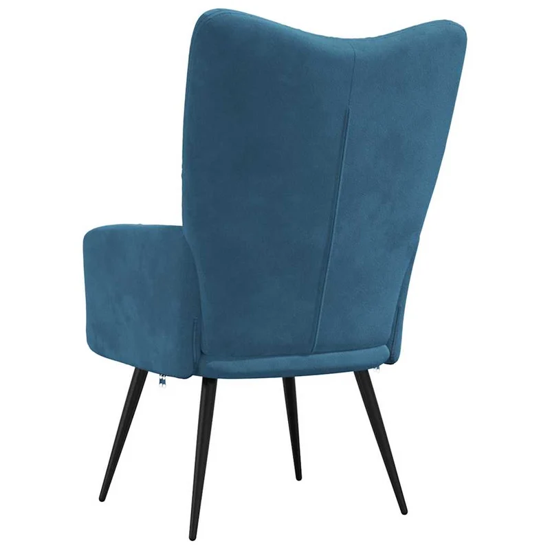 Fauteuil lounge chaise de canapé design moderne en velours bleu cadre en acier DEC026646