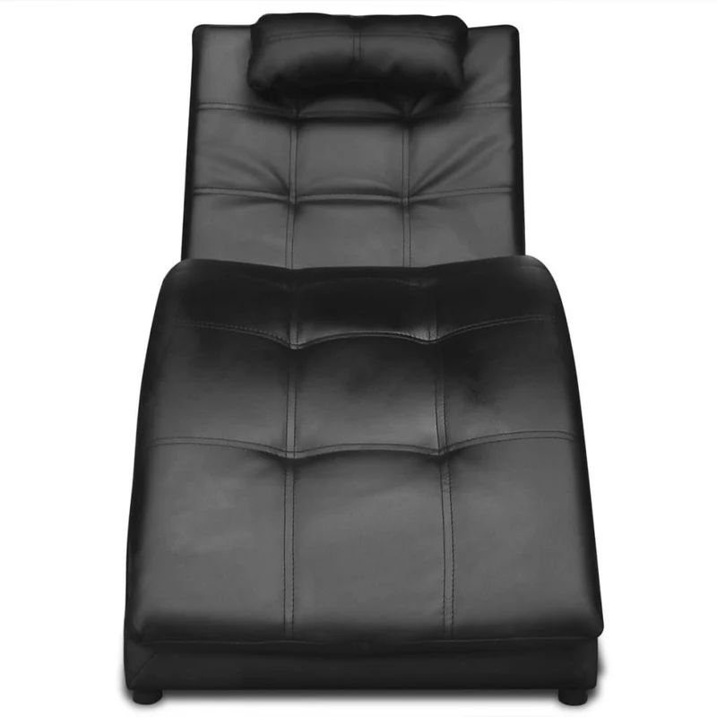 Méridienne chaise longue canapé pour intérieur avec oreiller en PVC noir DEC026111