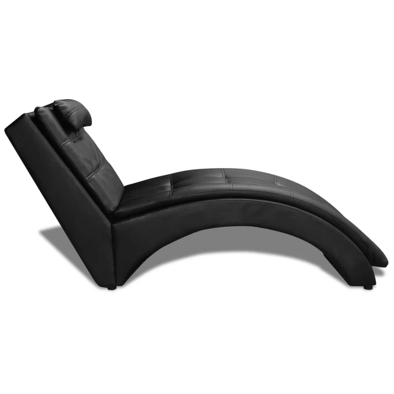 Méridienne chaise longue canapé pour intérieur avec oreiller en PVC noir DEC026111