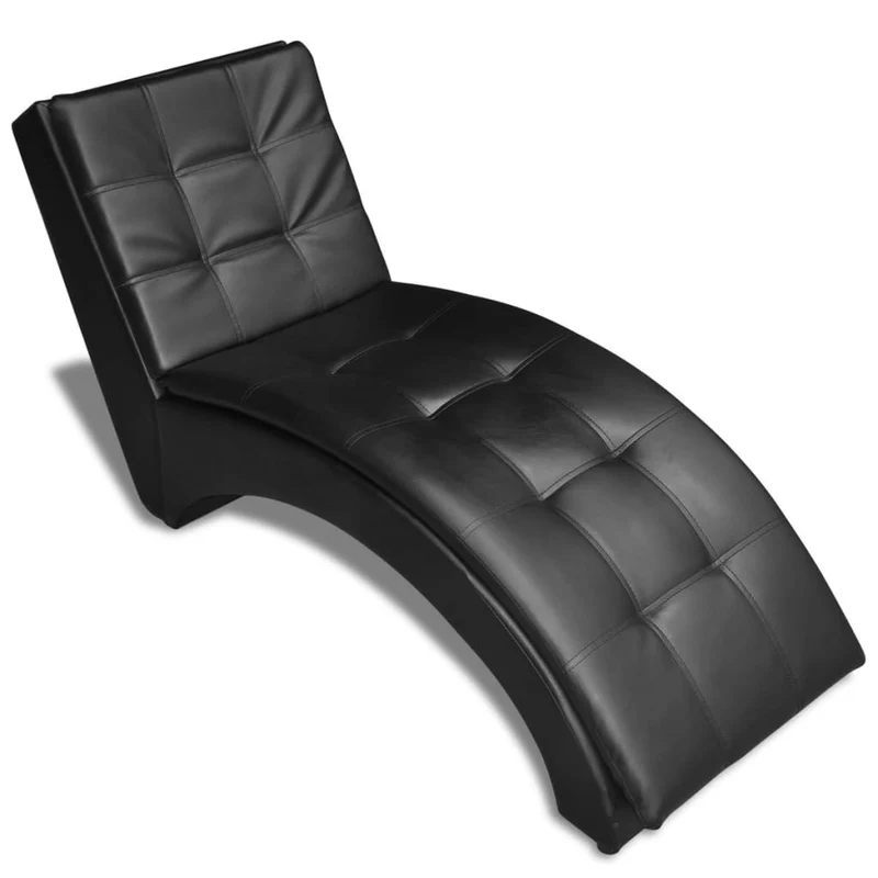 Méridienne chaise longue canapé pour intérieur avec oreiller en PVC noir DEC026111