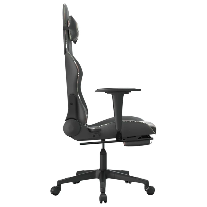 Fauteuil de bureau chaise gaming avec coussin lombaire repose-pied design camouflage PVC multicolore DEC025938