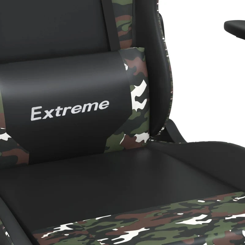 Fauteuil de bureau chaise gaming avec coussin lombaire repose-pied design camouflage PVC multicolore DEC025938