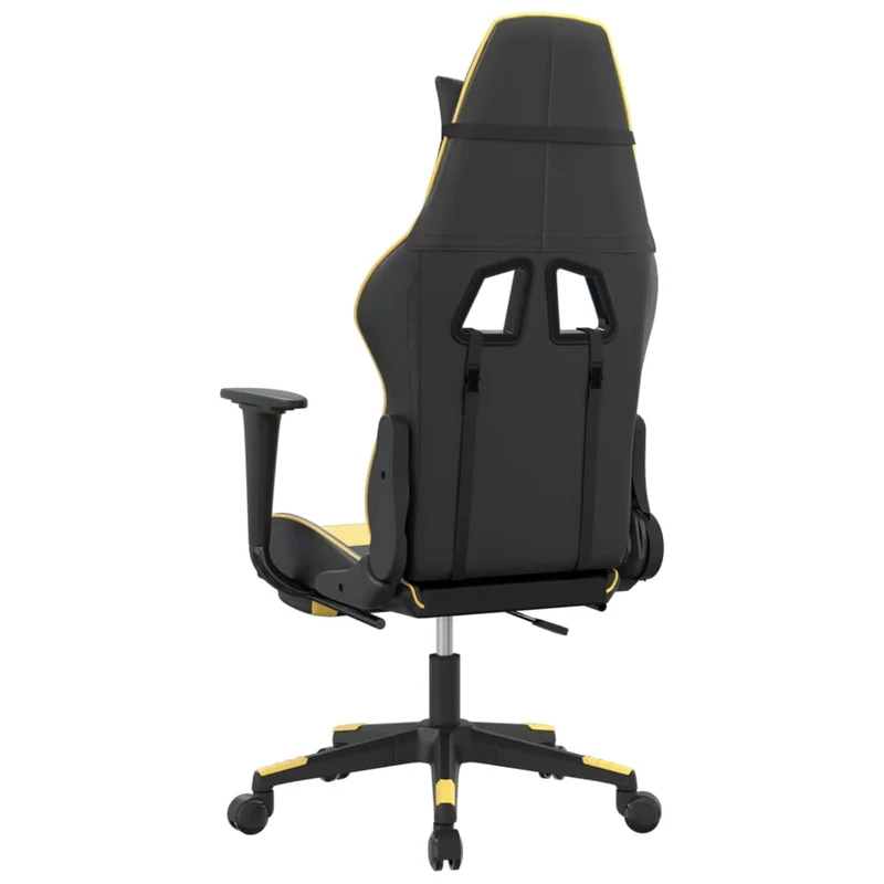Fauteuil de bureau chaise gaming sur roulettes avec repose-pied noir et doré PVC DEC025773
