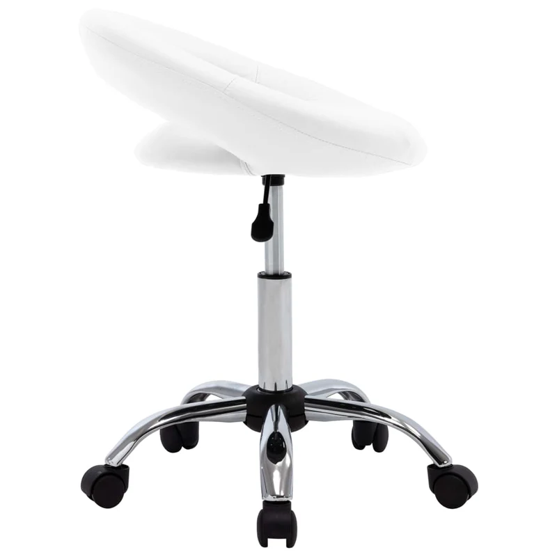 Chaise tabouret pivotant sur roulettes hauteur réglable en PVC blanc DEC025136