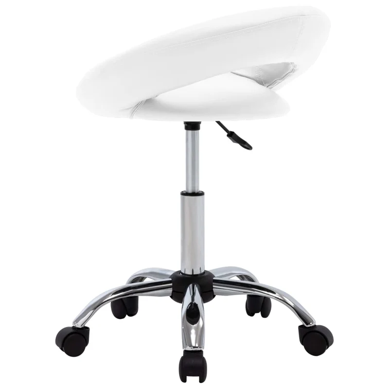 Chaise tabouret pivotant sur roulettes hauteur réglable en PVC blanc DEC025136