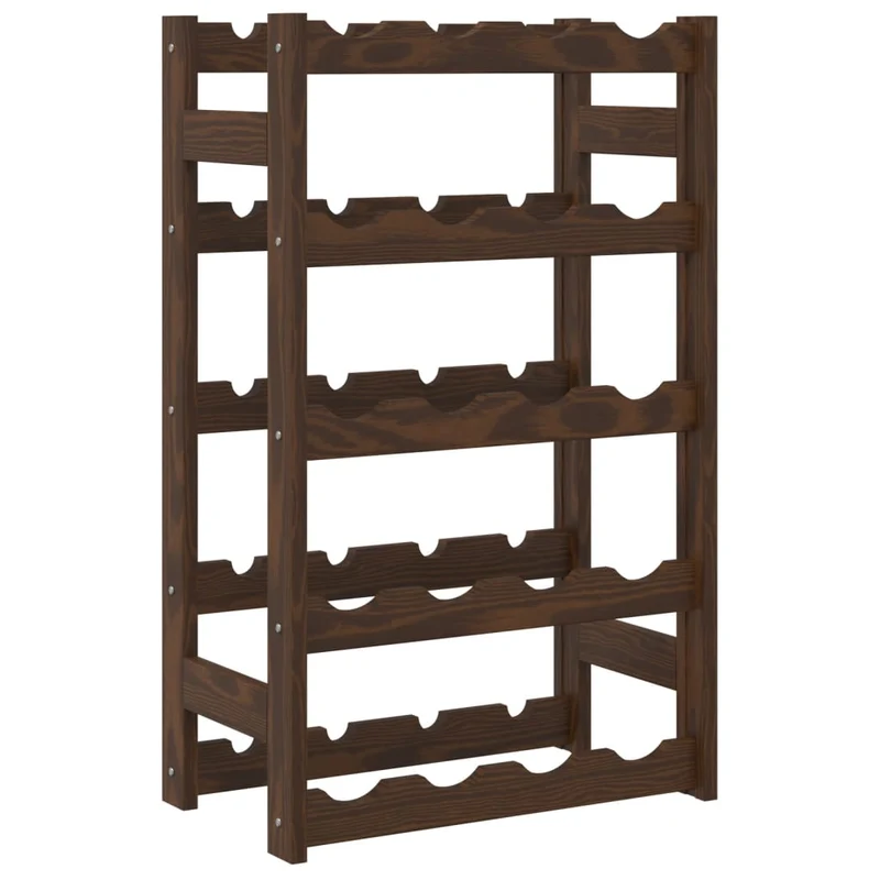 Casier range bouteilles étagère de rangement vin 5 niveaux pour 20 bouteilles en bois pin brun DEC024304