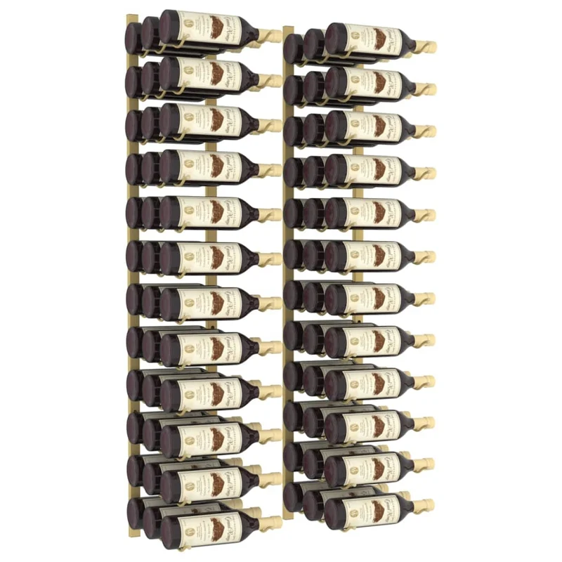 Lot de 2 casiers range bouteilles étagère de rangement vin mural pour 36 bouteilles en fer doré DEC024380