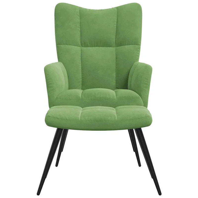 Fauteuil lounge chaise de canapé design moderne avec repose-pieds en velours vert clair DEC026627