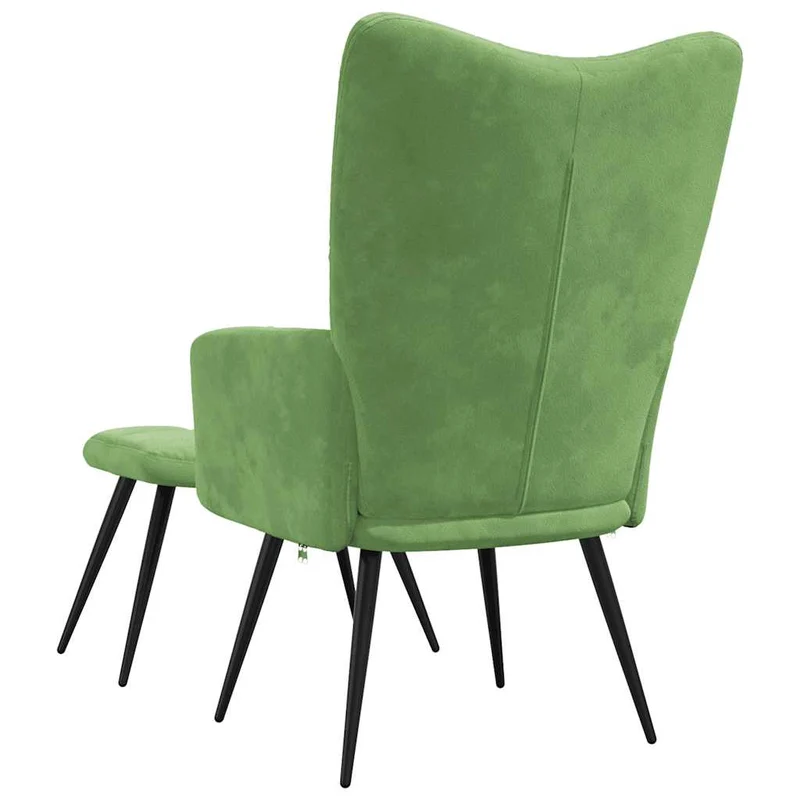 Fauteuil lounge chaise de canapé design moderne avec repose-pieds en velours vert clair DEC026627