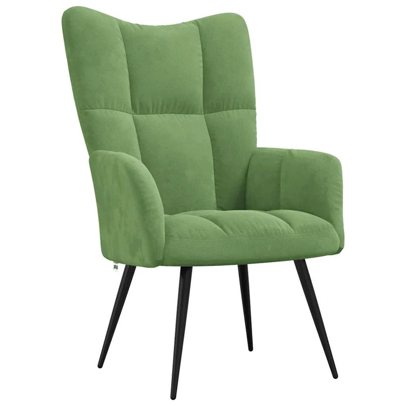 Fauteuil lounge chaise de canapé design moderne avec repose-pieds en velours vert clair DEC026627