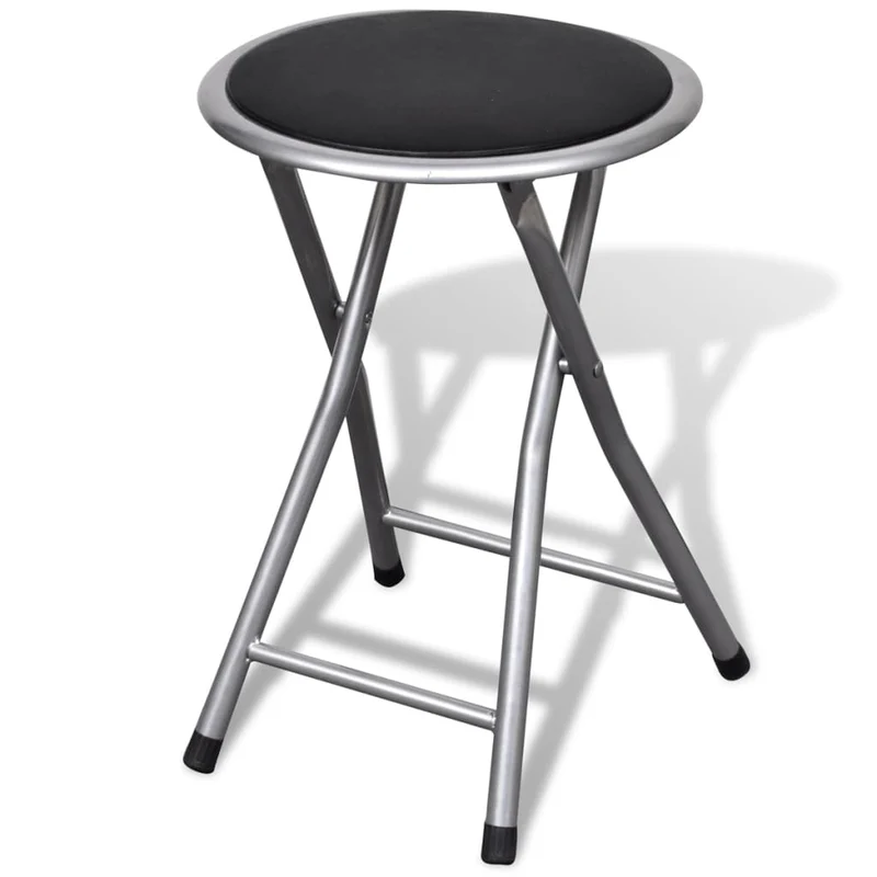 Set de 4 tabourets assise pliables design simple en PVC noir structure en acier DEC026383