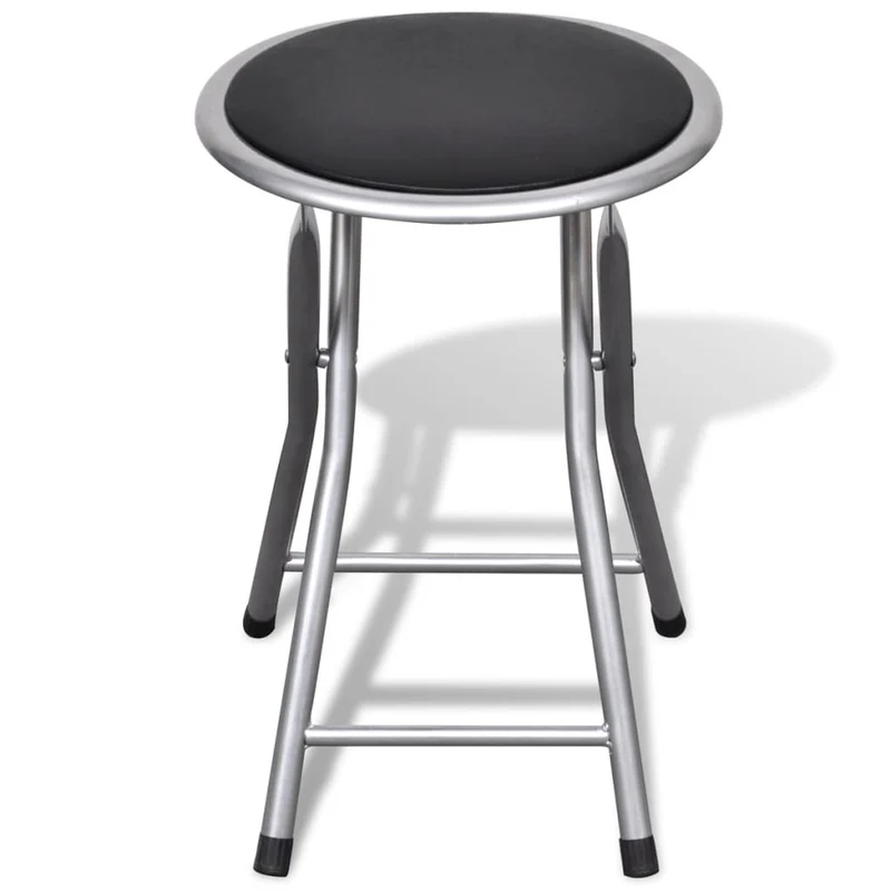 Set de 4 tabourets assise pliables design simple en PVC noir structure en acier DEC026383