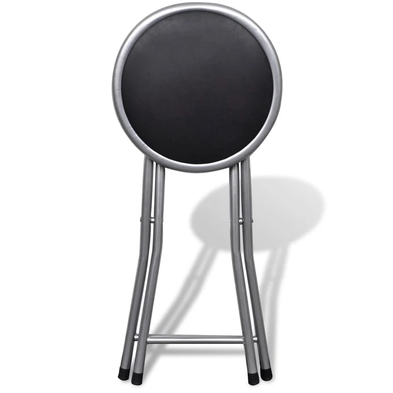 Set de 4 tabourets assise pliables design simple en PVC noir structure en acier DEC026383