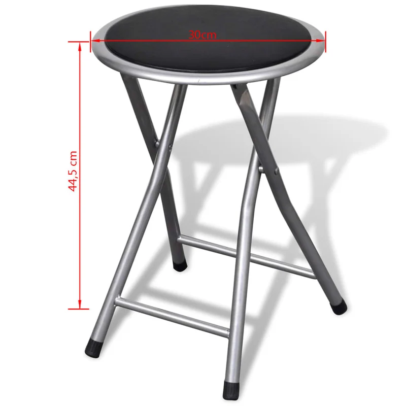 Set de 4 tabourets assise pliables design simple en PVC noir structure en acier DEC026383