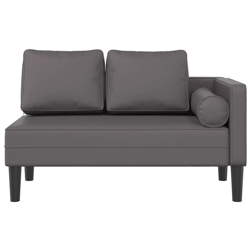 Méridienne chaise longue canapé pour intérieur avec coussins en PVC gris DEC026082