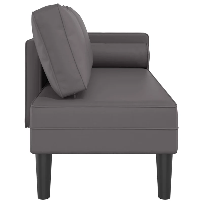 Méridienne chaise longue canapé pour intérieur avec coussins en PVC gris DEC026082