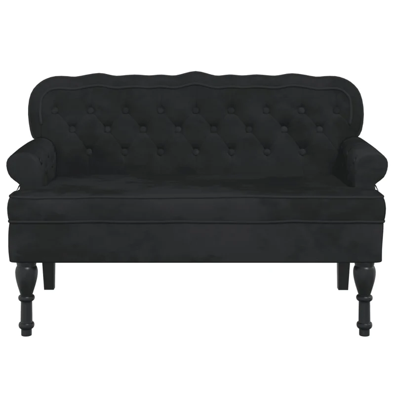 Banquette banc canapé avec dossier capitonné 119,5 x 64,5 x 75 cm en velours noir DEC024656