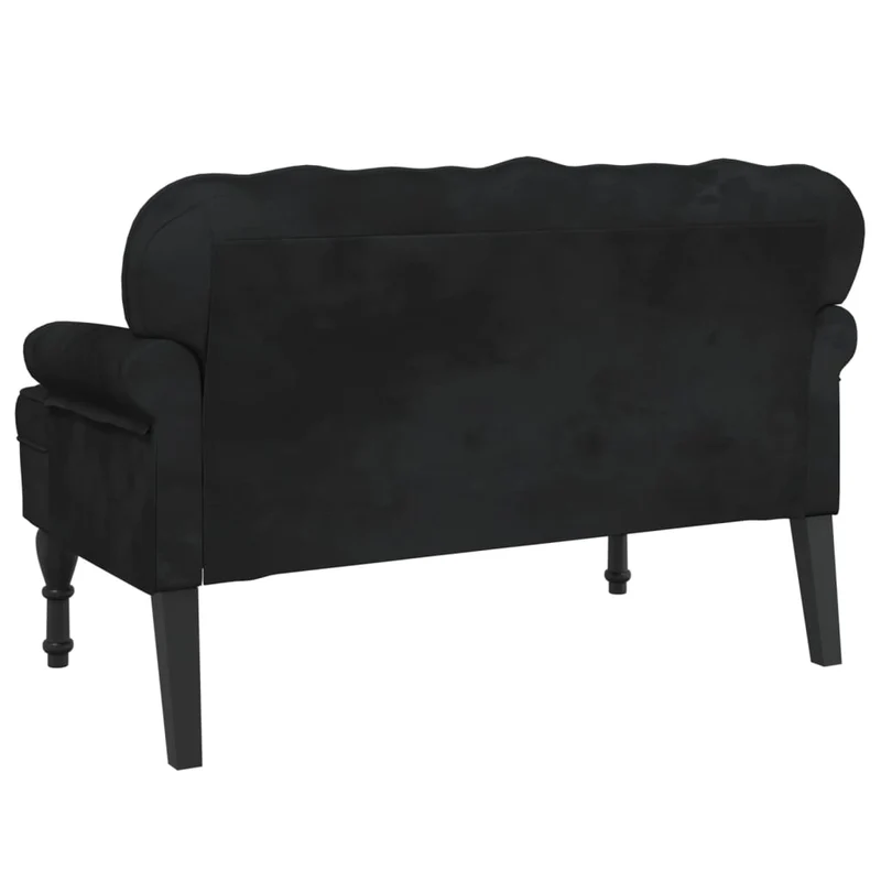Banquette banc canapé avec dossier capitonné 119,5 x 64,5 x 75 cm en velours noir DEC024656