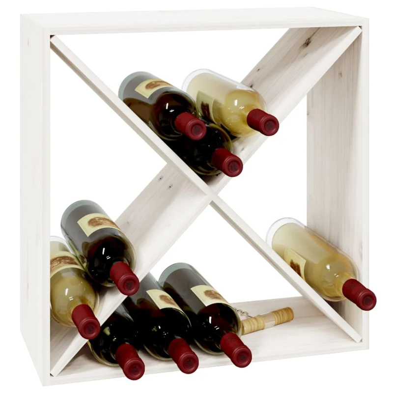 Armoire à vin 4 compartiments 62 x 25 x 62 cm en bois de pin blanc DEC024426