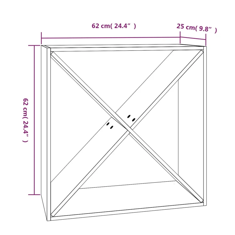 Armoire à vin 4 compartiments 62 x 25 x 62 cm en bois de pin blanc DEC024426