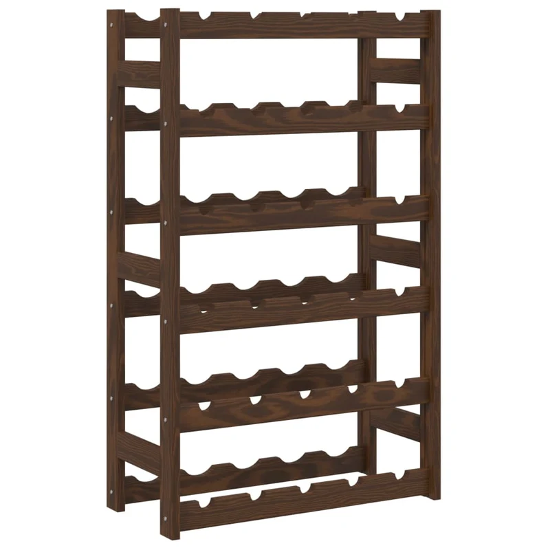 Casier range bouteilles étagère de rangement vin pour 30 bouteilles en bois de pin marron DEC024314