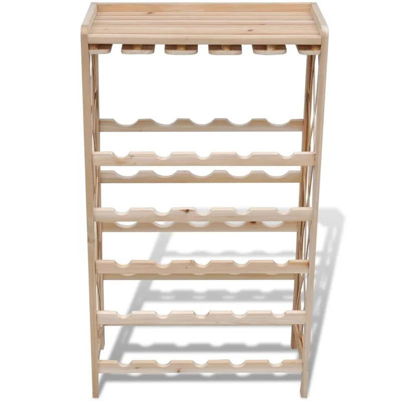 Casier range bouteilles étagère de rangement vin pour 25 bouteilles en bois de sapin DEC024310