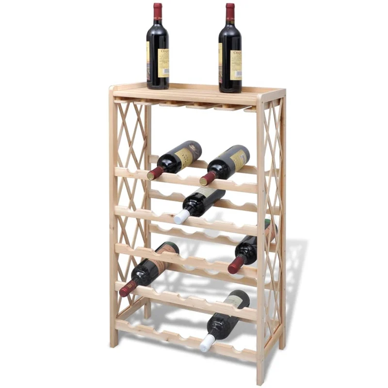 Casier range bouteilles étagère de rangement vin pour 25 bouteilles en bois de sapin DEC024310