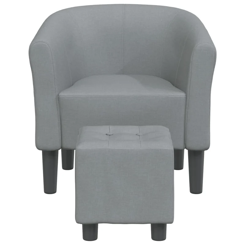 Fauteuil lounge assise confortable design moderne avec repose-pied en tissu gris clair DEC026420