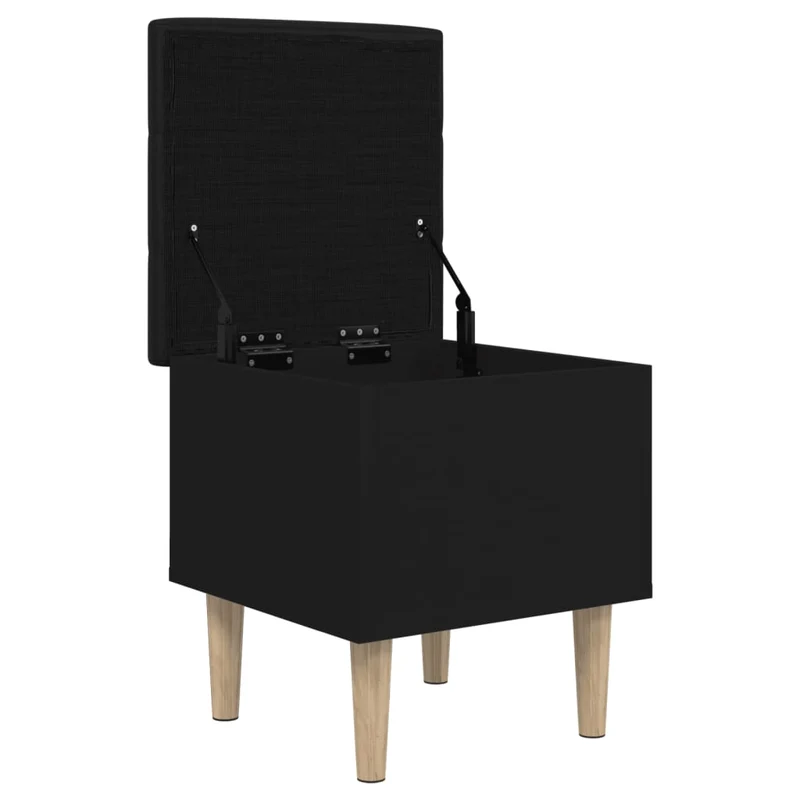 Banc tabouret de rangement repose-pieds 42 x 42 x 46 cm bois d'ingénierie noir DEC024776