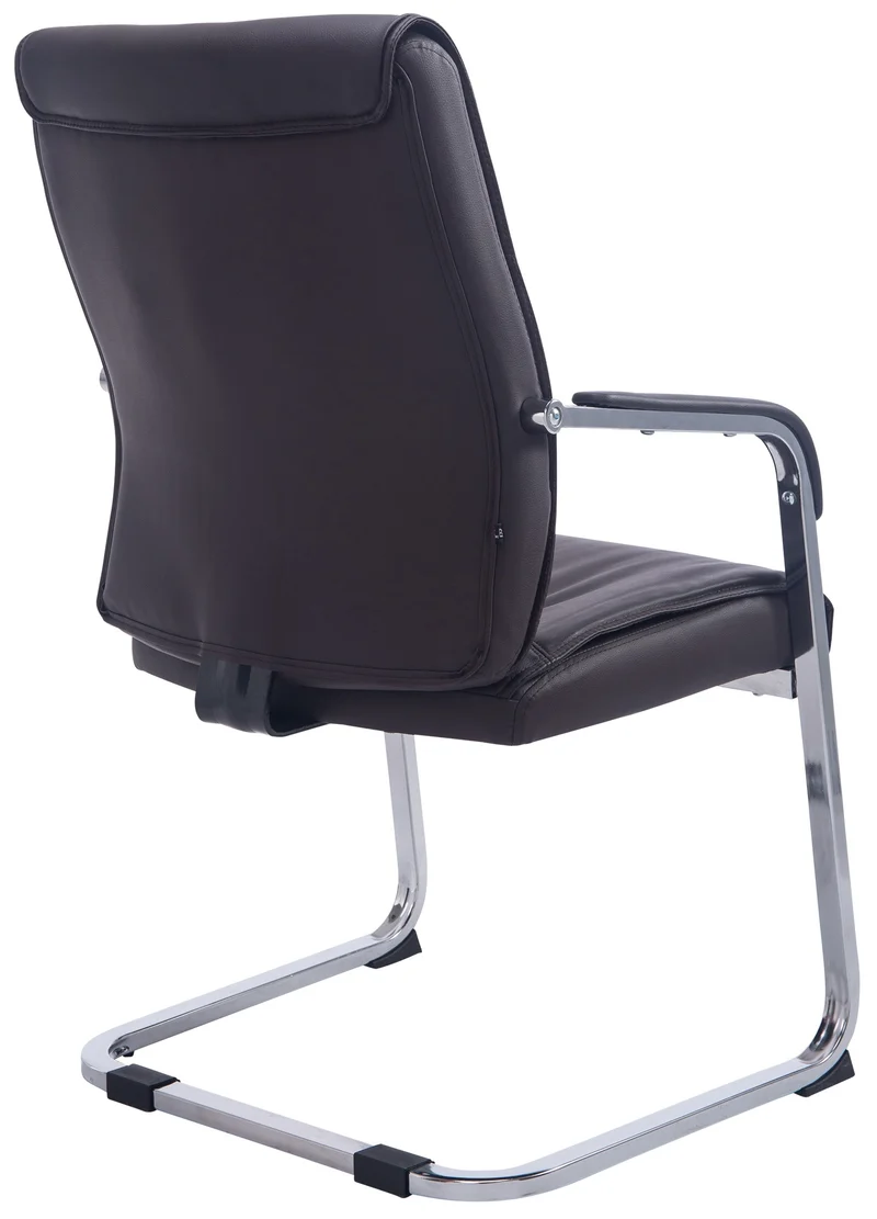 Fauteuil de bureau sans roulettes chaise visiteur sans roulettes jusqu'à 260kg en PVC marron 10_0002774