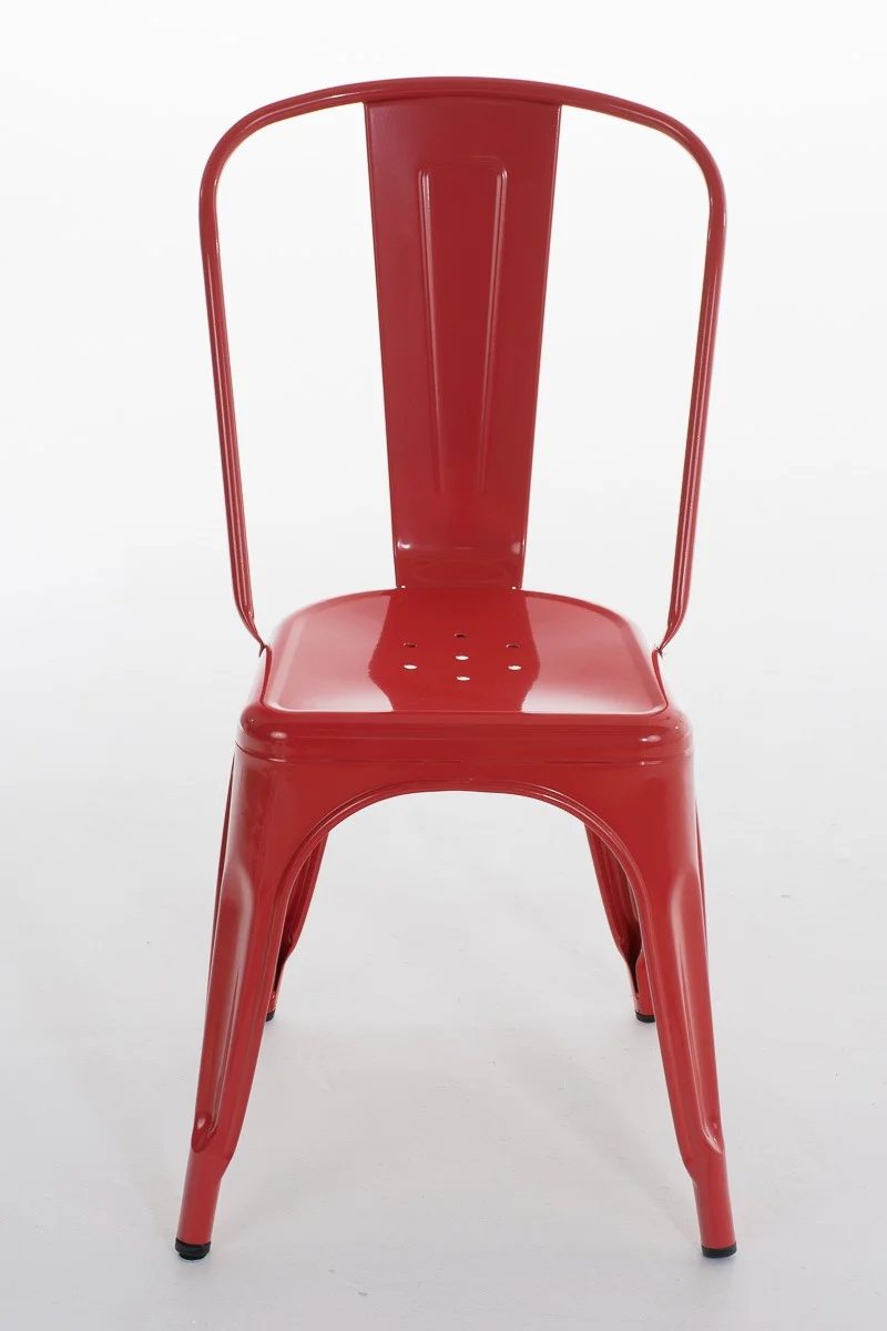 Chaise empilable style industriel factory métal rouge CDS101112
