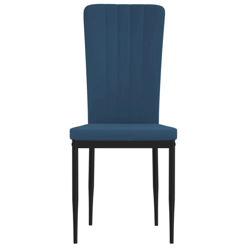 Set de 4 chaises de salle à manger couture décorative en tissu velours bleu et fer DEC025610