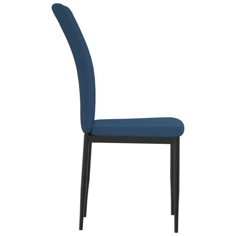 Set de 4 chaises de salle à manger couture décorative en tissu velours bleu et fer DEC025610