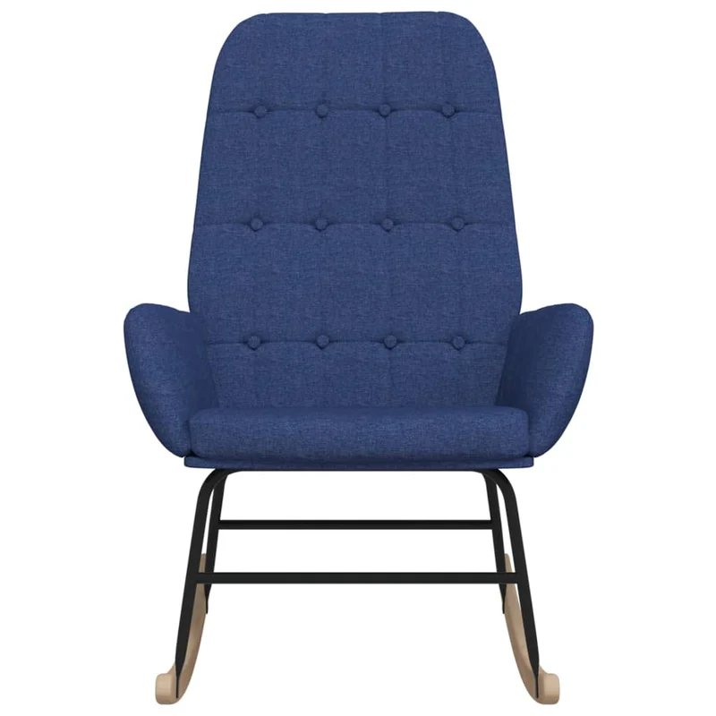 Fauteuil à bascule d'allaitement rembourré relax pour salon en tissu bleu capitonné DEC028896