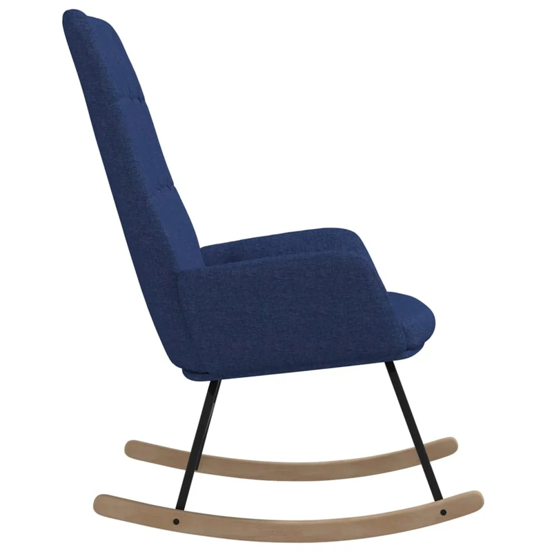 Fauteuil à bascule d'allaitement rembourré relax pour salon en tissu bleu capitonné DEC028896