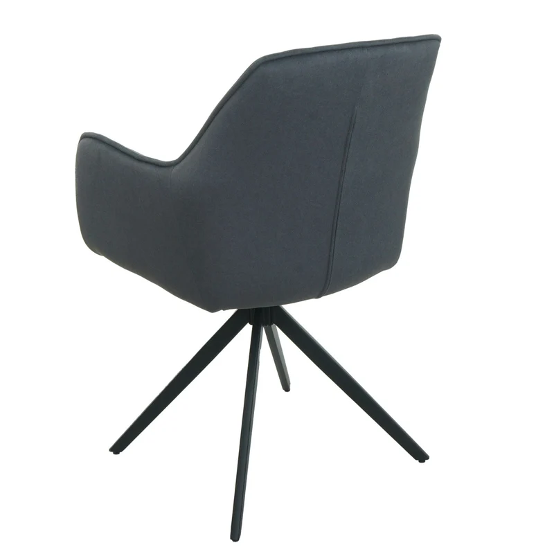 Lot de 6 chaises de salle à manger avec accoudoirs siège rotatifs en tissu anthracite cadre de trépied 04_0007744