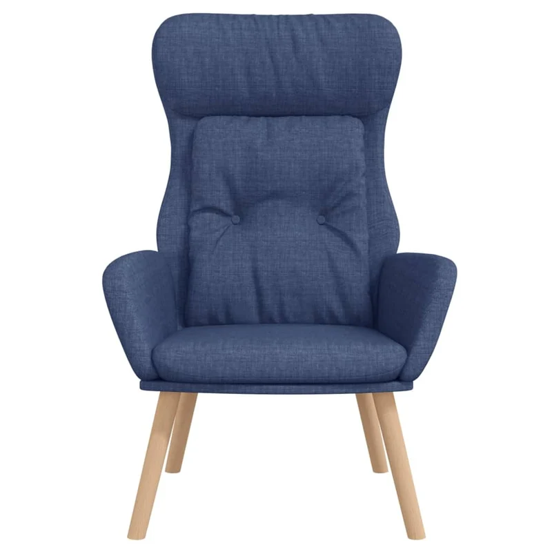 Fauteuil lounge chaise de canapé design moderne avec accoudoirs en tissu bleu pieds en bois DEC026640