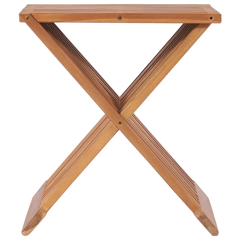 Tabouret assise pliable design simple 40 x 32 x 45 cm bois de teck brun DEC026365