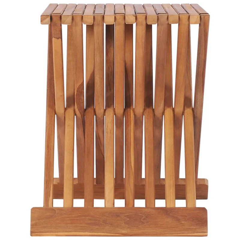 Tabouret assise pliable design simple 40 x 32 x 45 cm bois de teck brun DEC026365