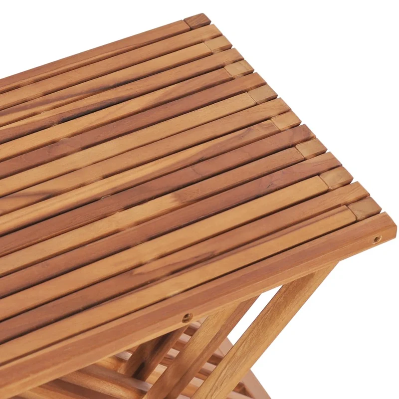 Tabouret assise pliable design simple 40 x 32 x 45 cm bois de teck brun DEC026365