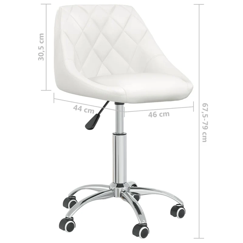 Tabouret de travail sur roulettes hauteur réglable en PVC blanc et acier DEC025062