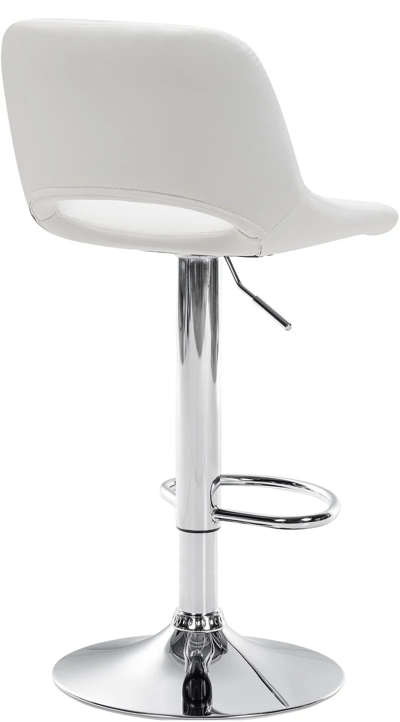 Tabouret de bar chaise haute x1 avec repose-pieds en PVC blanc piètement métallique chromé 10_0004578
