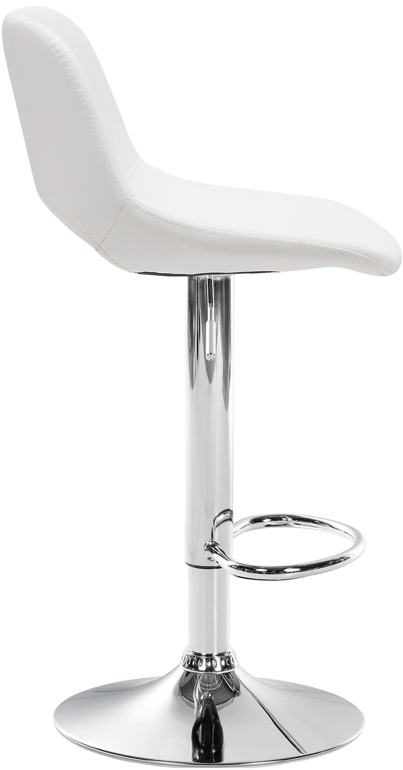 Tabouret de bar chaise haute x1 avec repose-pieds en PVC blanc piètement métallique chromé 10_0004578