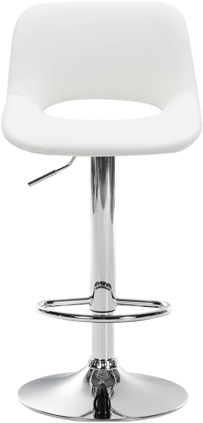 Tabouret de bar chaise haute x1 avec repose-pieds en PVC blanc piètement métallique chromé 10_0004578